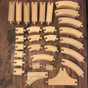 104 pc Right Track wooden train track set